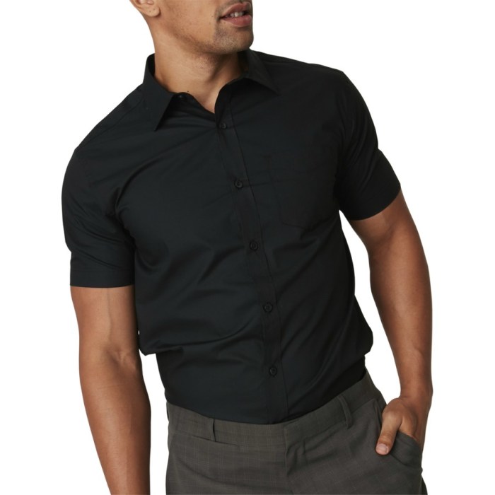 Black dress shirts short sleave slim fit men