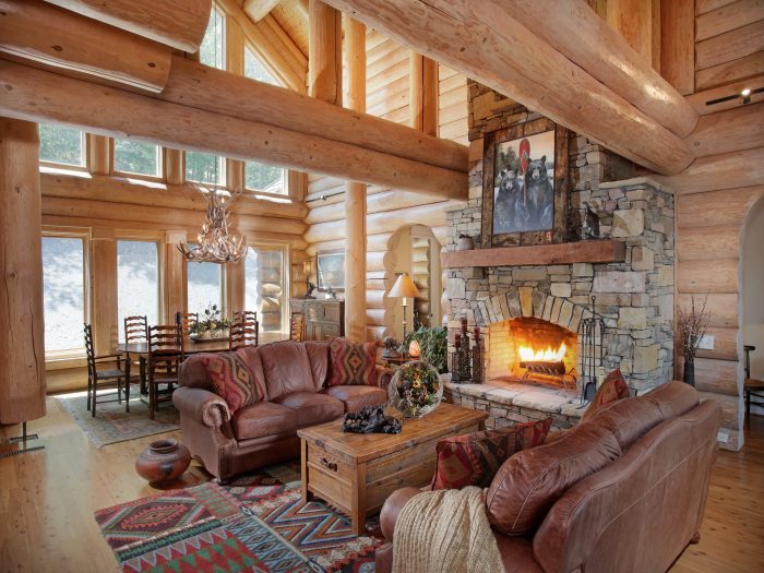 How to decorate a log home living room