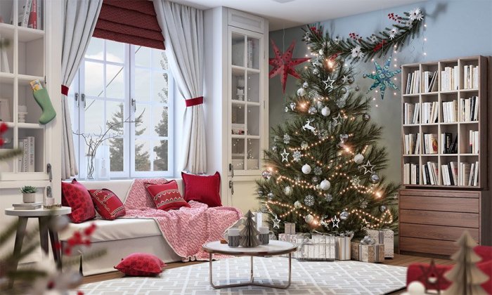 How to decorate window christmas tree