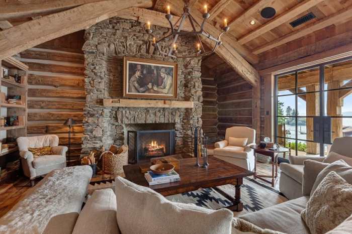 How to decorate a log home living room